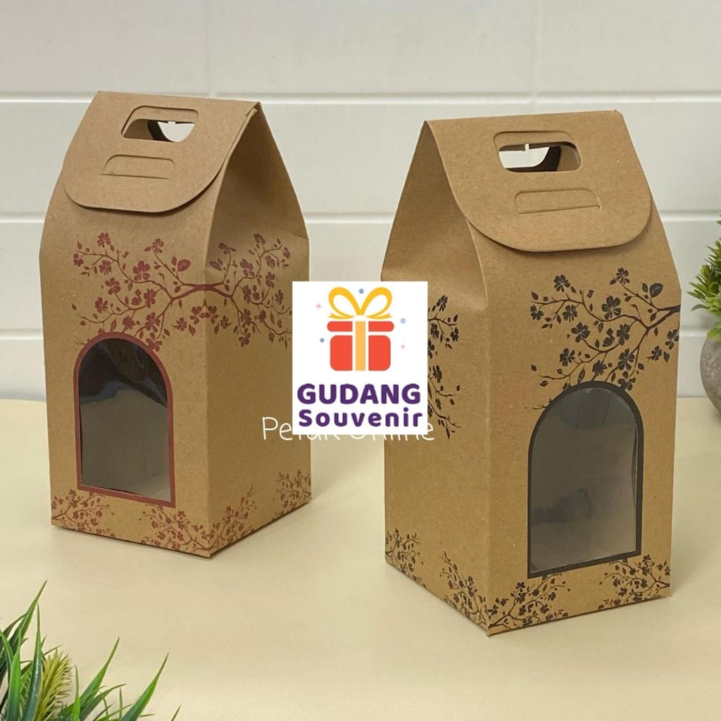 

25 Pcs Box Rustic/ Kraft Motif Daun 9,5 x 9,5 x 21 Cm harga murah