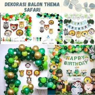 paket dekorasi ulang tahun ultah HBD thema safari zoo hutan jungle animal hewan binatang lucu karakt