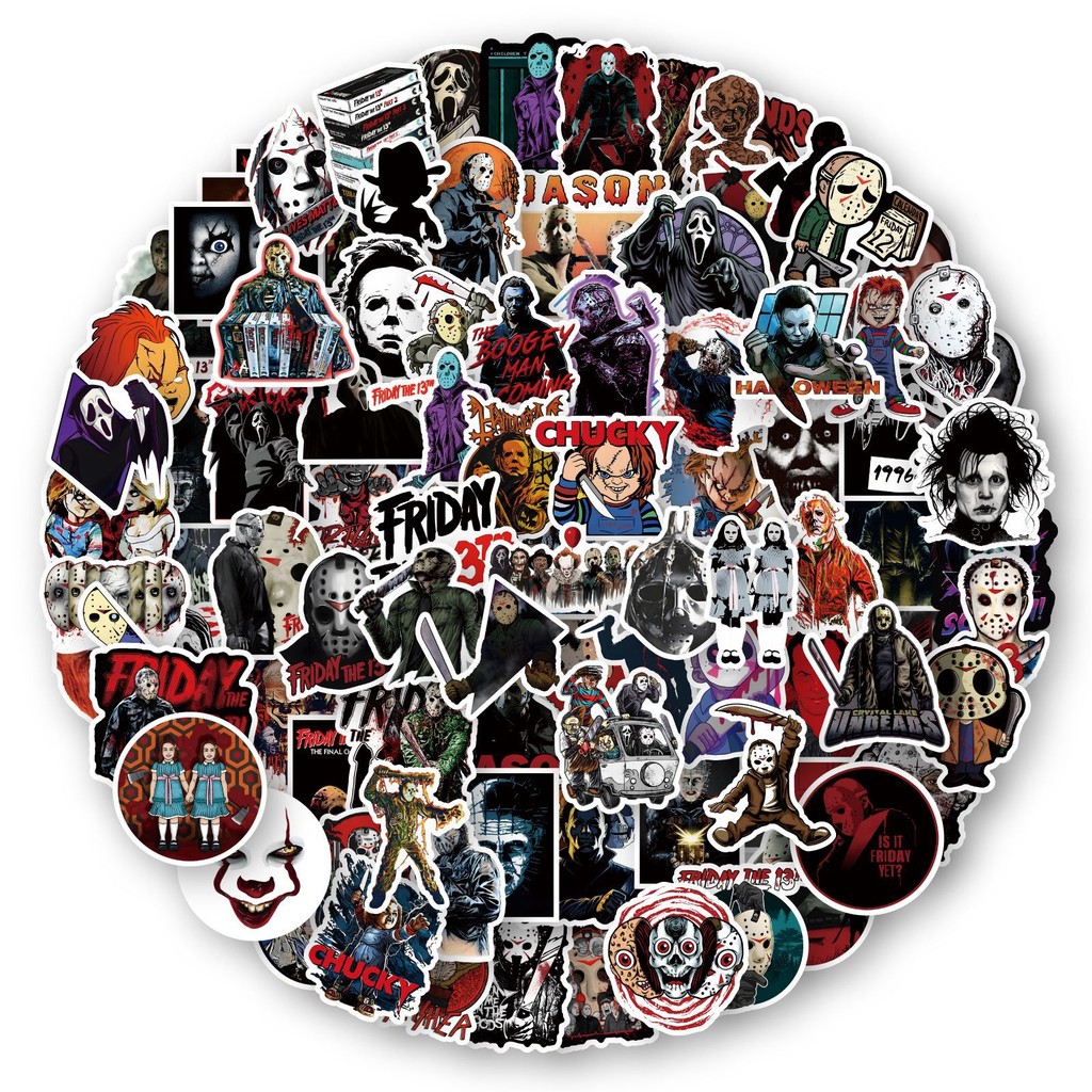 

10/30/50/100PCS Mixed Horror Movie Character Stickers Graffiti Decals DIY Laptop Notebook Fridge Suitcase Classic Sticker Toys