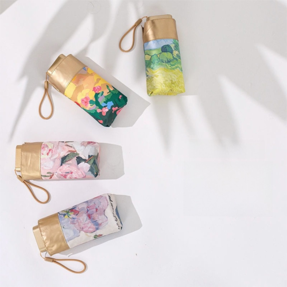 

Oil Painting Mini Sun Umbrella Compact Size Ultraviolet Protection Small Pocket Umbrella Lightweight Design Portable