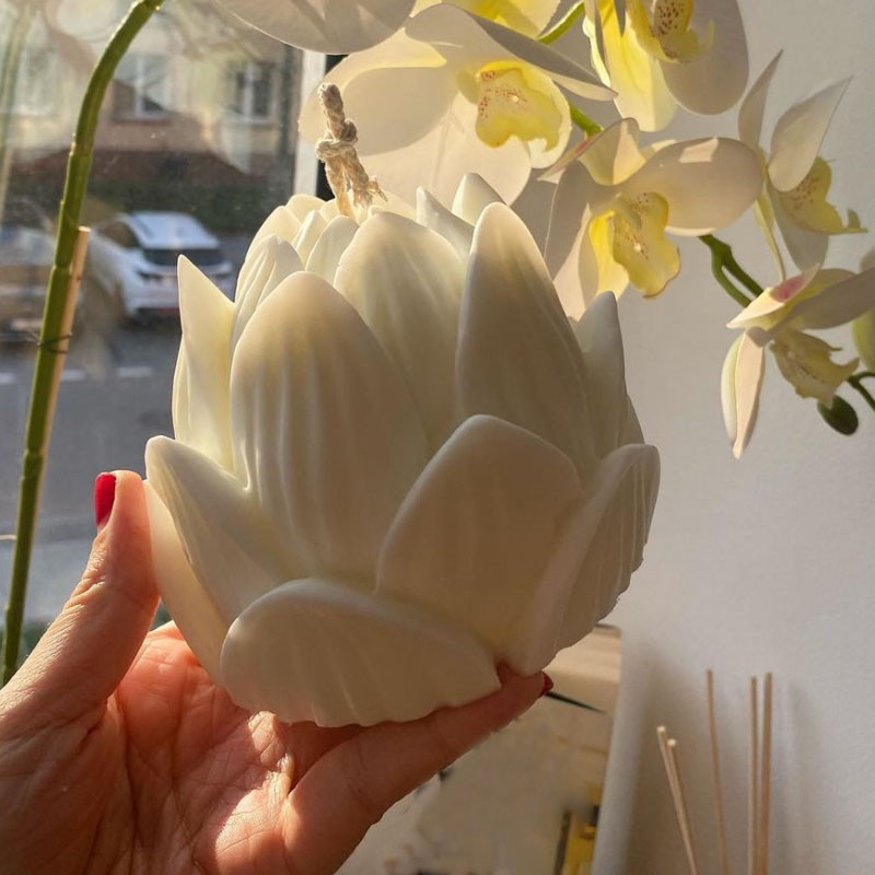 

Large Size Lotus Flower Candle Mold Flower Shape Aromatherapy Plaster Siliocne Mold Flower Soap Mould Home Decoration