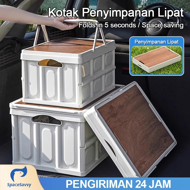 Outdoor Camping Folding Storage Box Wooden Storage Box Storage Box Container Foldable Keranjang Pikn