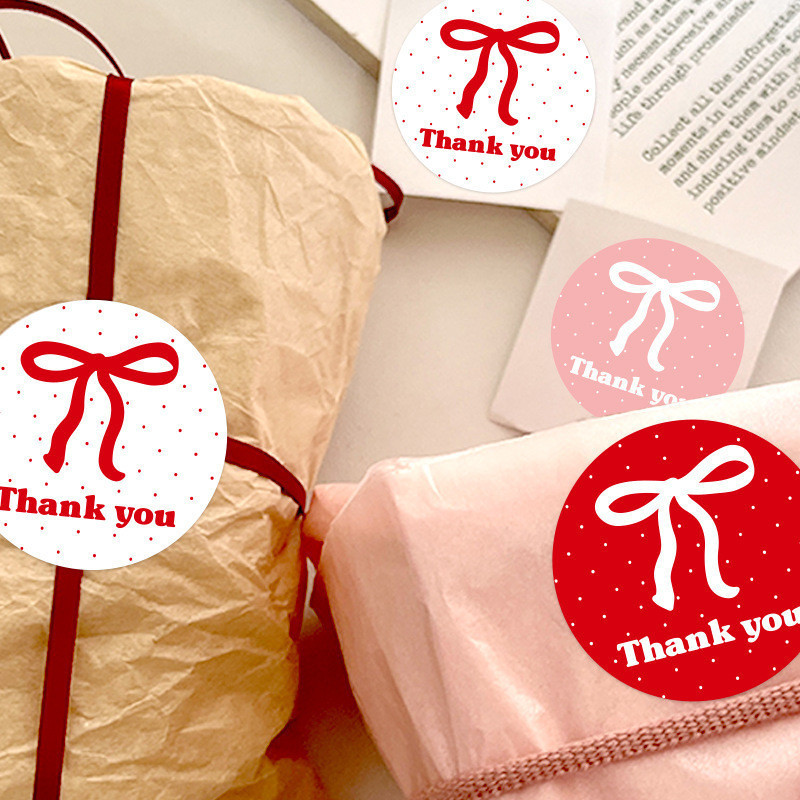 

Sticker Bulat Segel Makanan Cake Stiker Thank You 100Pcs Model Pita - GS0622
