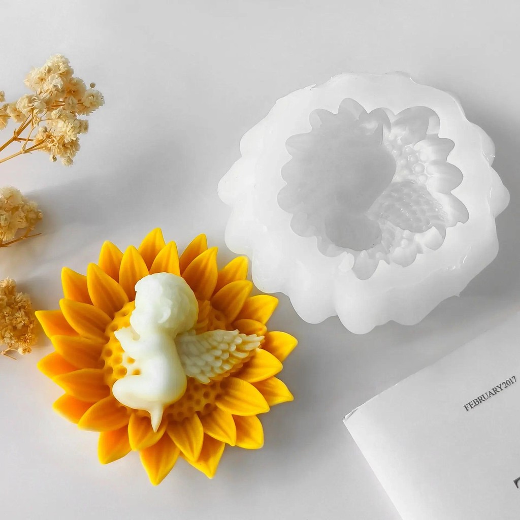

3D Flower Silicone Mold for DIY Baby Angel Plaster Crafts Handmade Soap Candle Making Home Decoration Creative Elegant Gifts