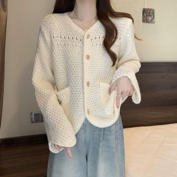 TERBARU Cardigan Sweater Knit Premium Bgold 1359 Atasan Wanita Rajut Kasual Santai - 1359 Cream