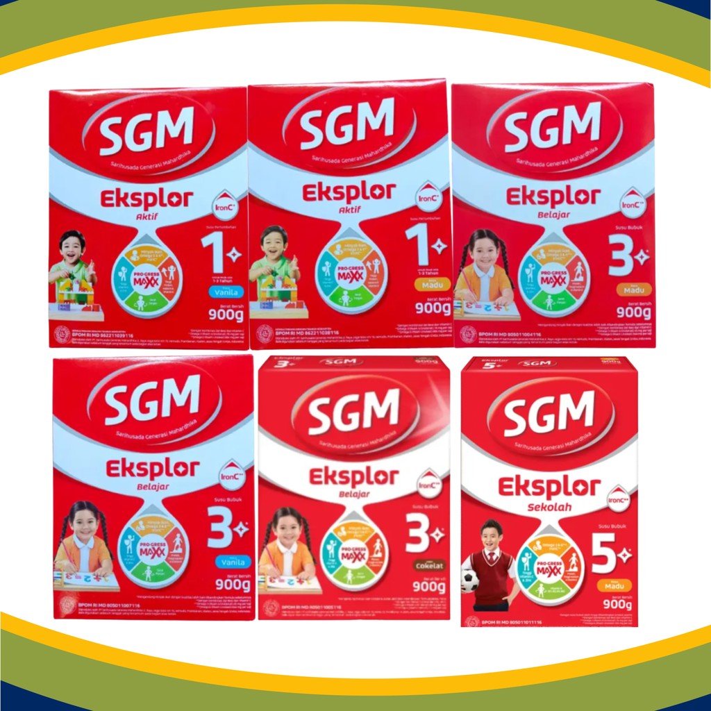 SGM Eksplor 1+ 3 5 dengan IronC Susu Pertumbuhan Rasa Madu Vanila Coklat 900GR Kecil Ceria