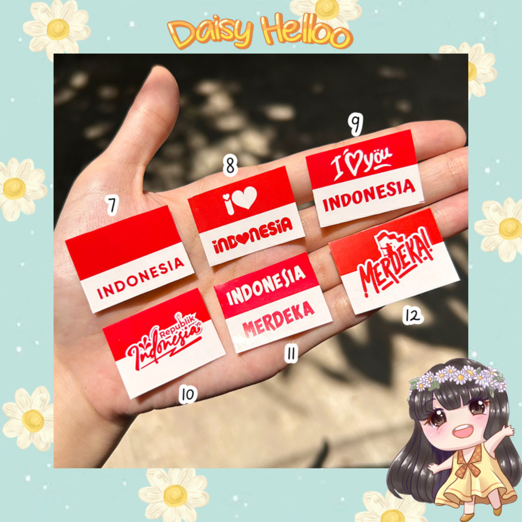 

Stiker Pipi Bendera Merah Putih Kemerdekaan 17 Agustus HUT RI Aksesoris Sticker Love Anak Atk Bjm Banjar Banjarmasin DaisyHelloo