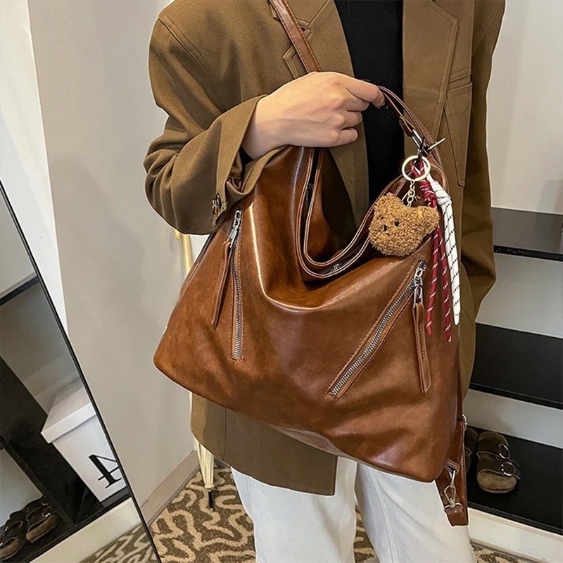 BORKE Tas Wanita Hobo Model Kapasitas Besar - Slempang Ransel Multifungsi  - Fashion Style Simpel - 