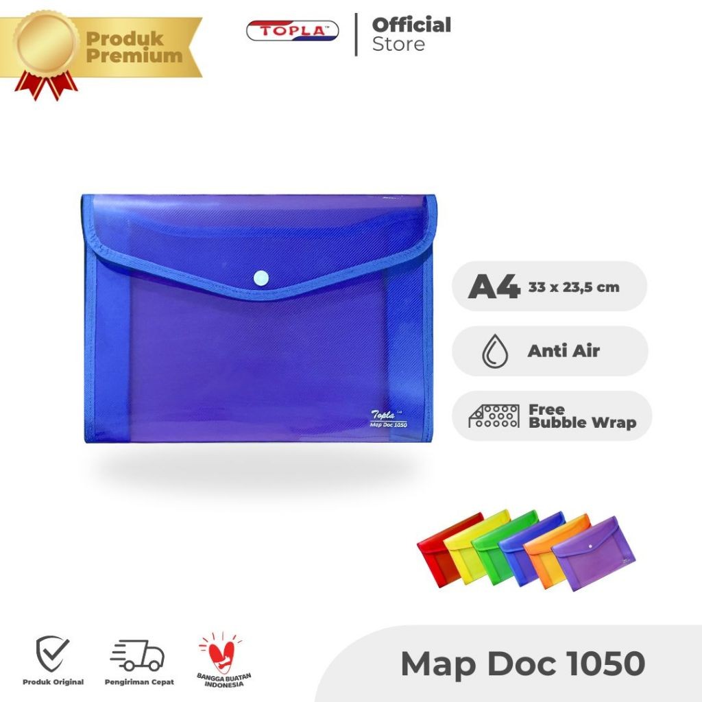 

Map dokumen 1050 folder kertas berkas kantoran dan sekolah berkancing ukuran A4 Topla