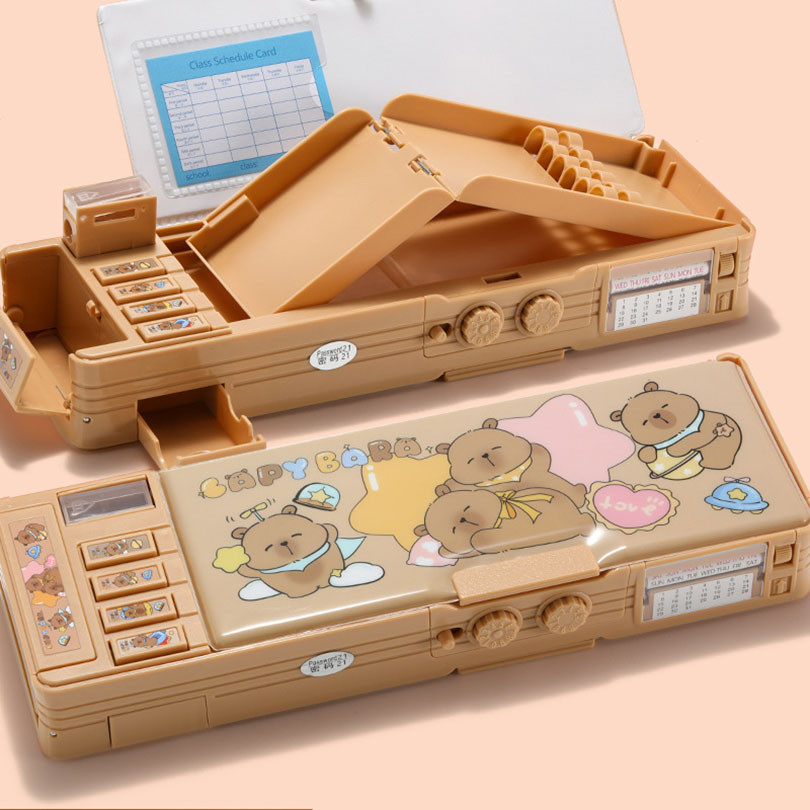 

Capibara Password Pencil Case School Supplies Pencil Box Large Capacity Pencilcase Cute Stationery Estuche Escolar Pencil Cases