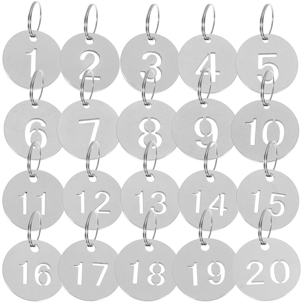 

20Pcs Stainless Steel Round Number Plate Discs Locker Tags Key Ring Identification Markers Durable Hanging Numbered Labels Diy