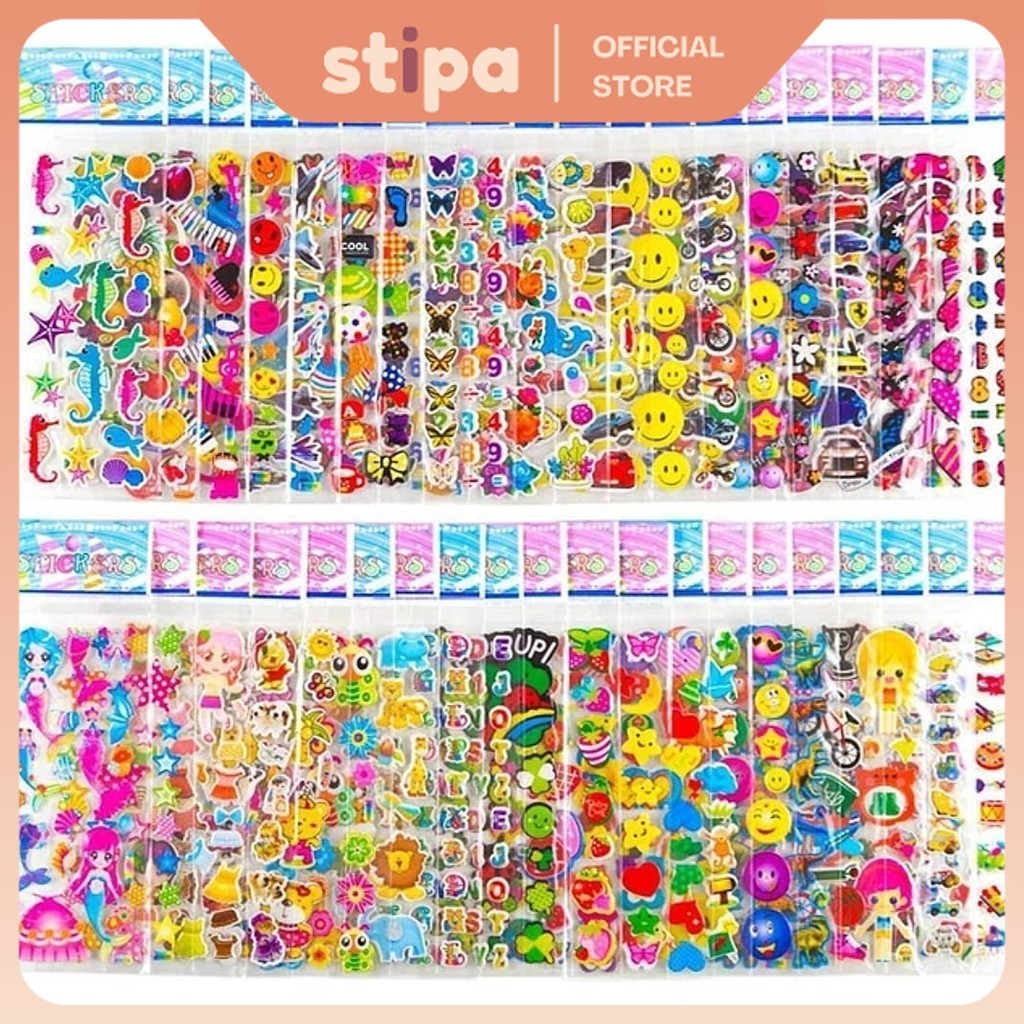 

STIPA Sticker Karakter Timbul Lucu Bimbi Bening Stiker Dekor DIY Mainan Edukasi Anak Label Stationery