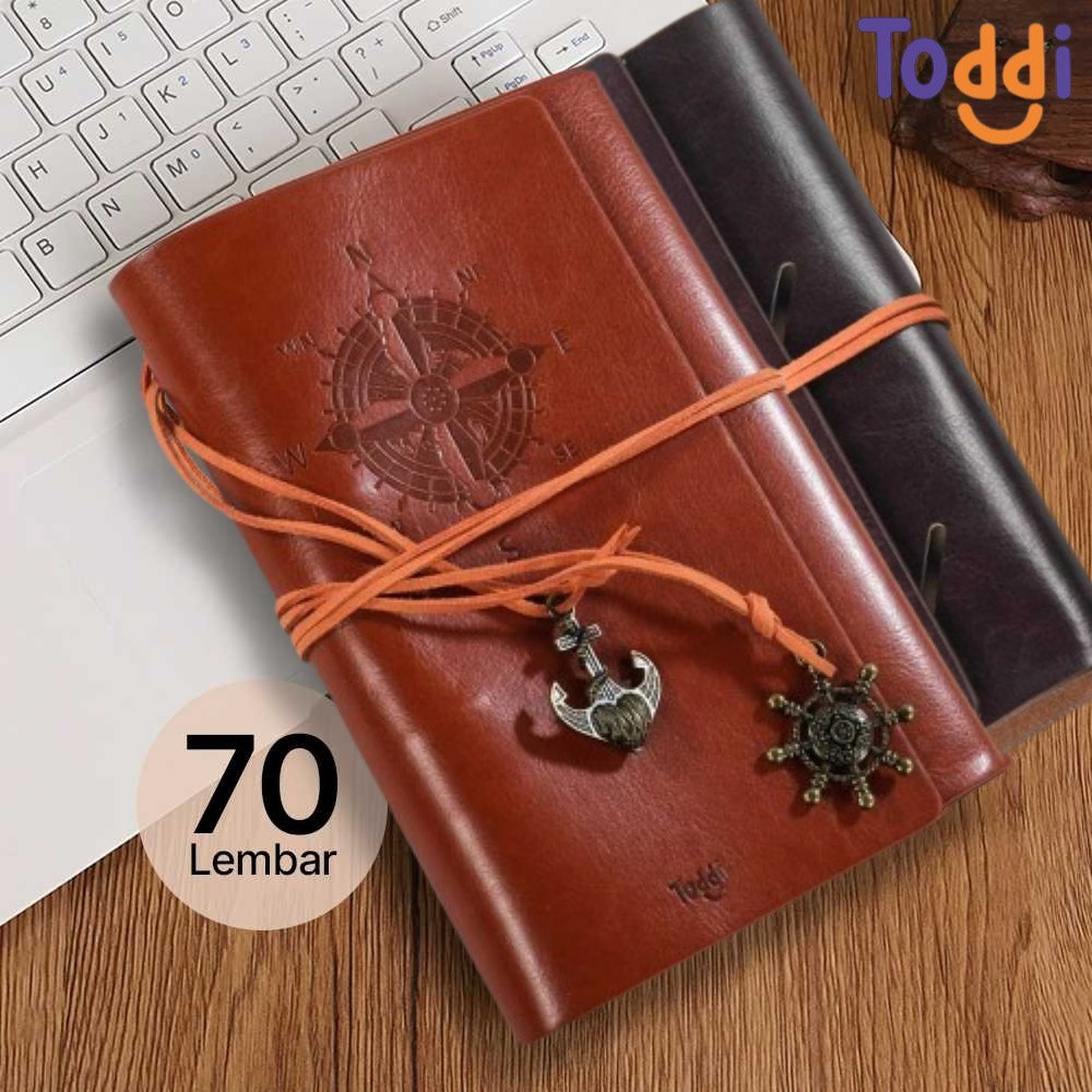 

Toddi Buku Catatan Binder Kulit Retro Pirate Compass Kertas A6 72GSM 140 Halaman Blank - 8005 - COD