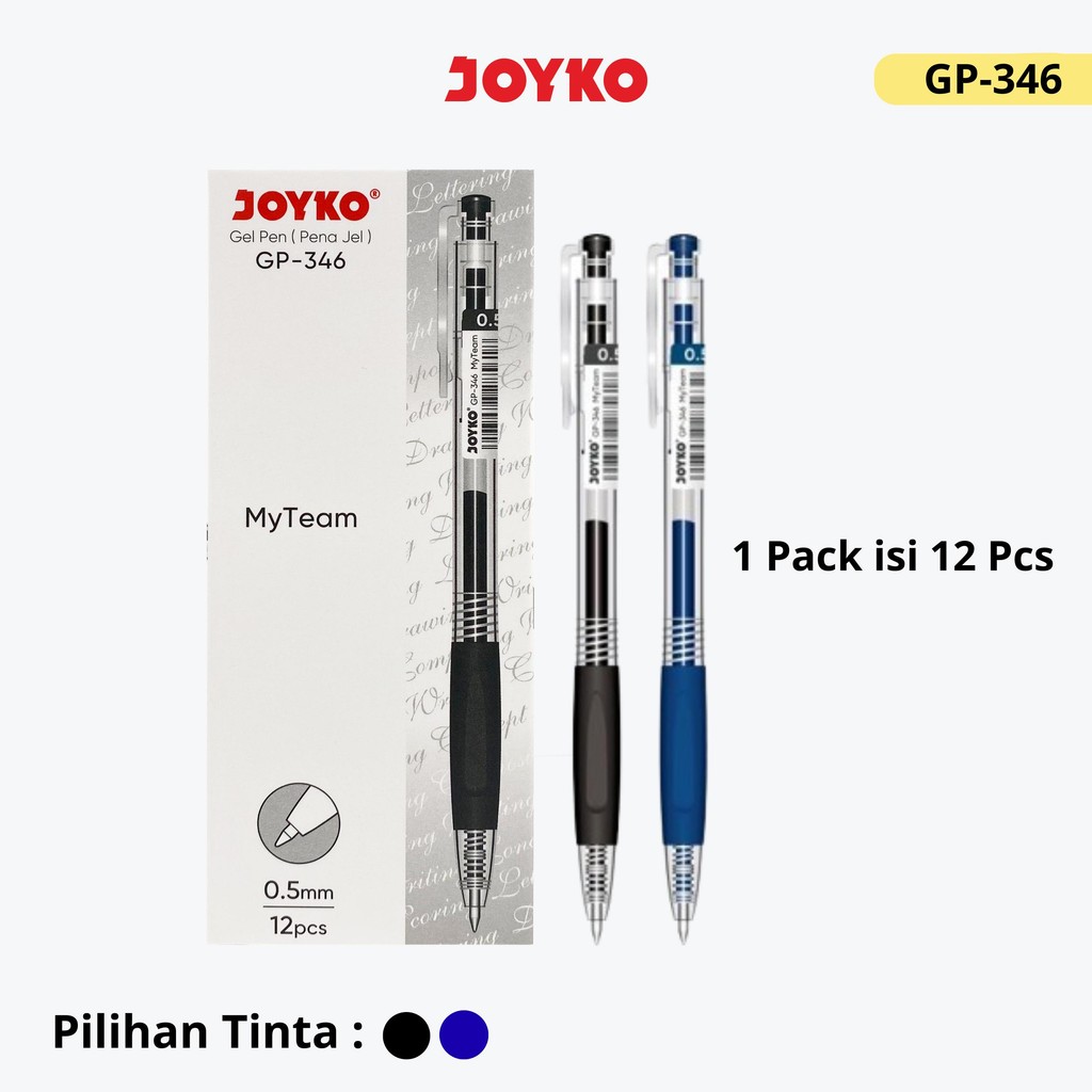 

JOYKO Pulpen Gel 1 Pack GP-346 My Team 0.5mm Isi 12 Pcs