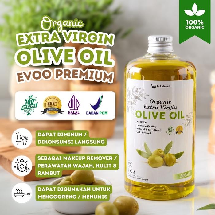 

Minyak Zaitun Extra Virgin Olive Oil Organic Premium Murni Asli 100% Organik EVOO Serbaguna Dapat