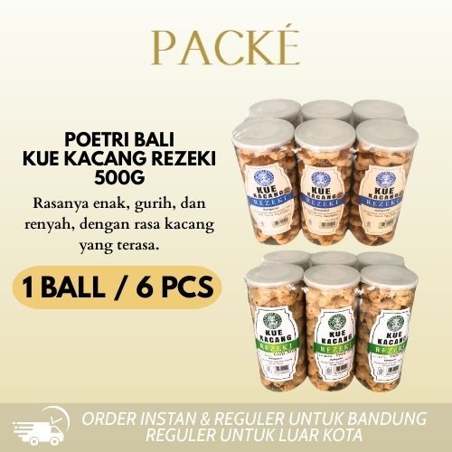 

Poetri Bali Kue Kacang Rezeki Kemasan 500g - 1 BALL / 6 PCS / Kue Kacang Original & Kue Kacang Gula Aren