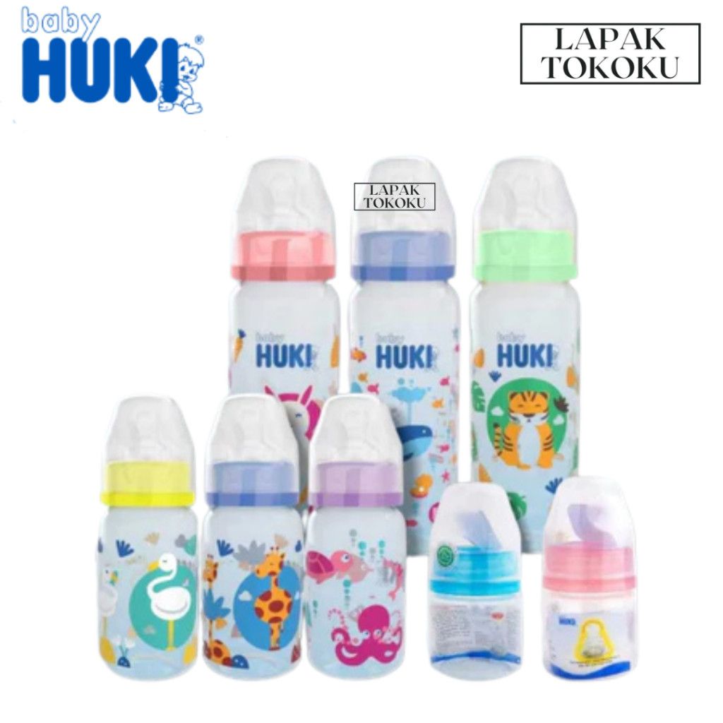 Botol Susu Bayi Huki Botol Susu Bayi 240ML 120ML 60ML Botol SUSU HUKI Pentil Dot BULAT GEPENG