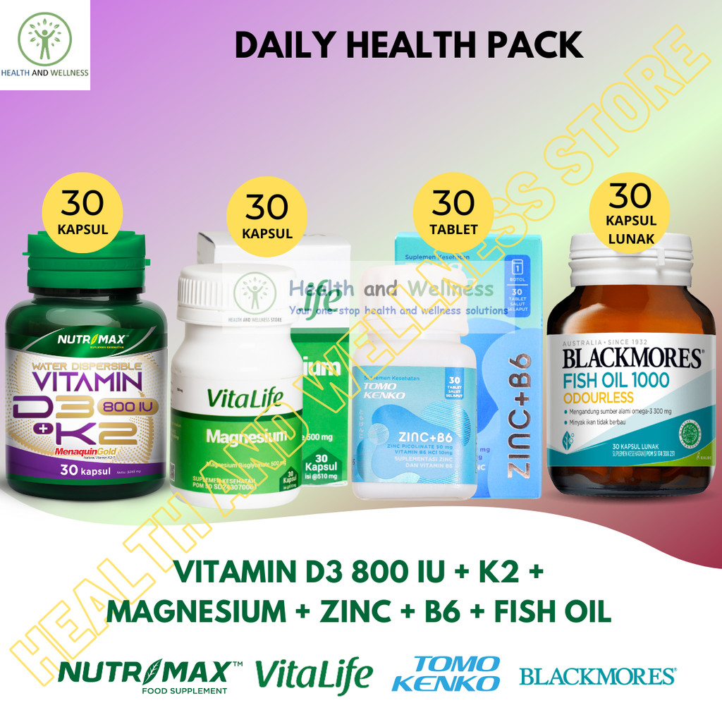 Nutrimax Vitamin D3 800 IU K2 Blackmores Fish Oil 1000 Odourless Vitalife Magnesium Tomo Kenko Zinc