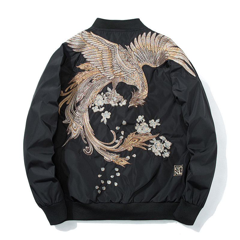 Spring Pilot Bomber Jacket  Men Women Bird Embroidery Baseball Jacket Fashion Casual Youth Couples C