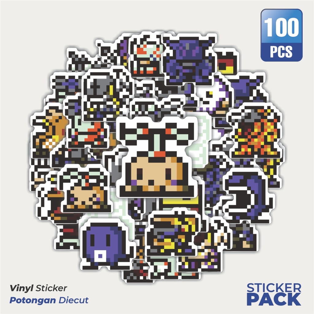 

100 PCS STIKER Stiker Pixel Digimon V51 Waterproof Aesthetic- Untuk Laptop, Motor, dan Helm - Paper Stationery Pack