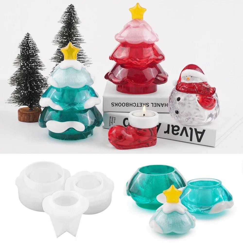 

3 Pcs Resin Cup Making Tree Candlestick Silicone Molds Festival Candle Holder Moulds Home Gypsum Jewelry Storage Decor
