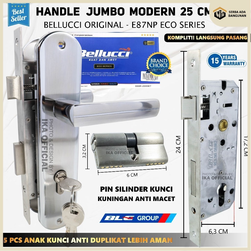 SAB Kunci Pintu Besar Bellucci E87 NP Handle Pintu Bellucci ECO SERIES / Kunci Bellucci tiger NP / K