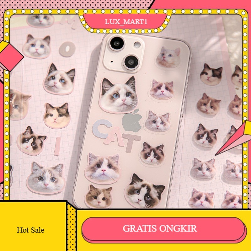 

【LUX_M1】SALE!! Cat Head Sticker Stiker Pack Kepala Kucing Lucu HD 3 Lembar Dekorasi Stiker HP Laptop Buku