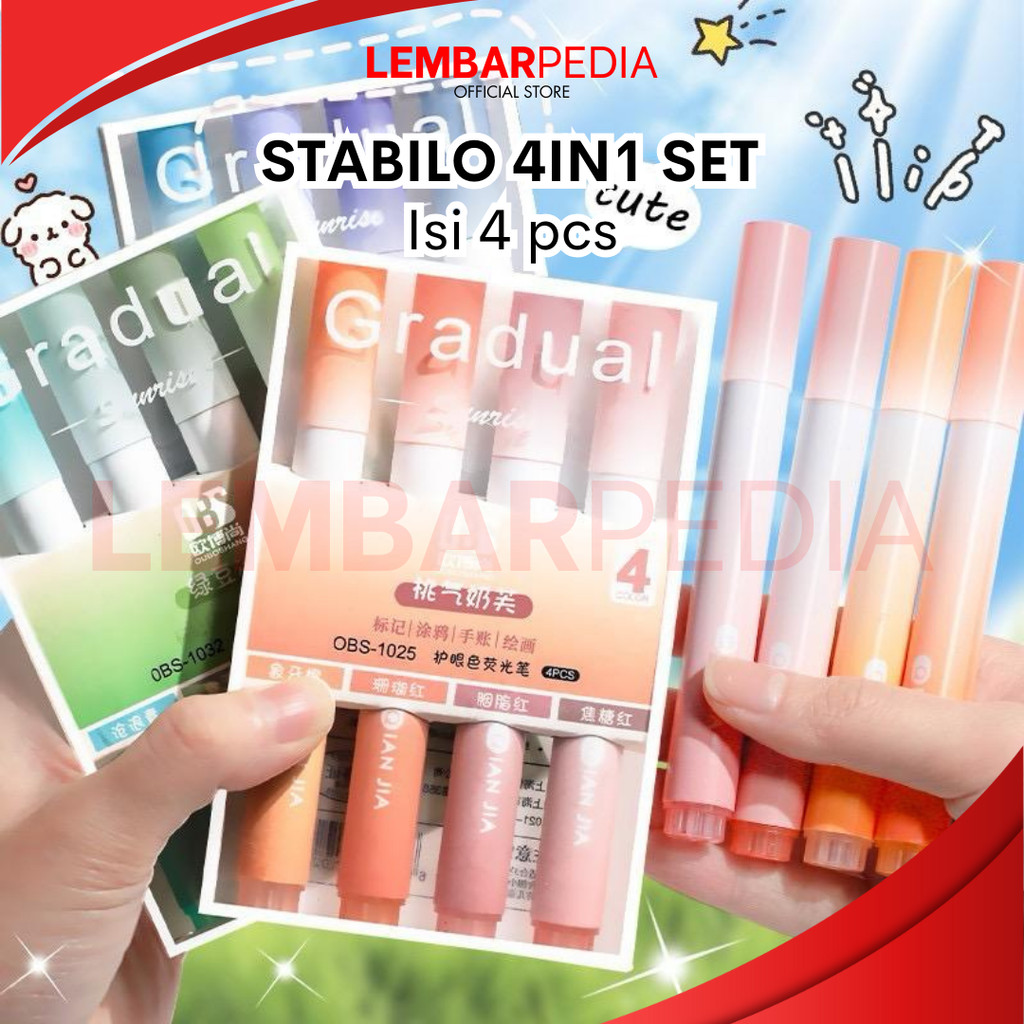 

STABILO HIGHLIGHTER 4 IN 1 GRADUASI WARNA SOFT PASTEL