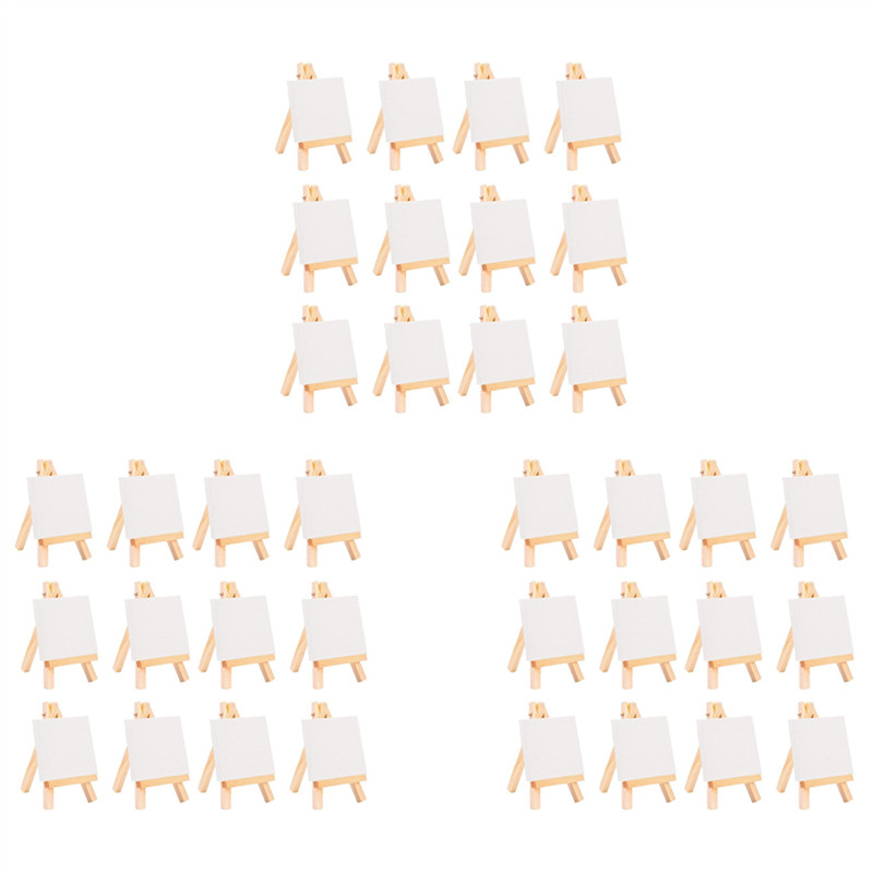 

OFSS-36Pcs Artists Mini Easel +3 Inch X3 Inch Mini Canvas Set Painting Kids Craft DIY Drawing Small Table Easel For School