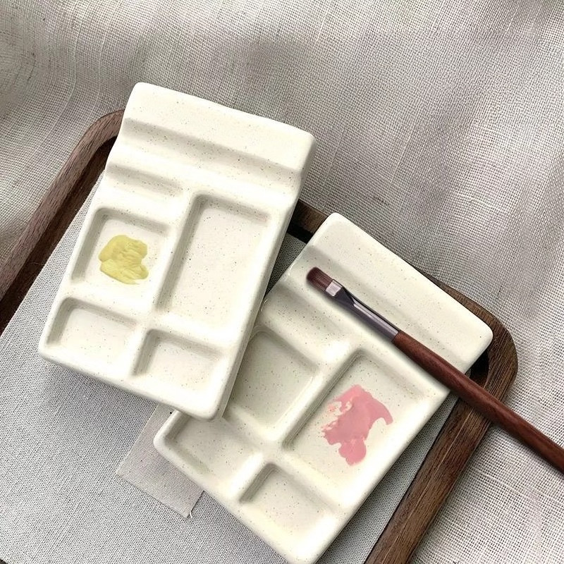 

Multifunctional Ceramic Palette Pen Holder Watercolor Painting/nail Color Tuning Easy To Clean Portable Painting Art Supplies
