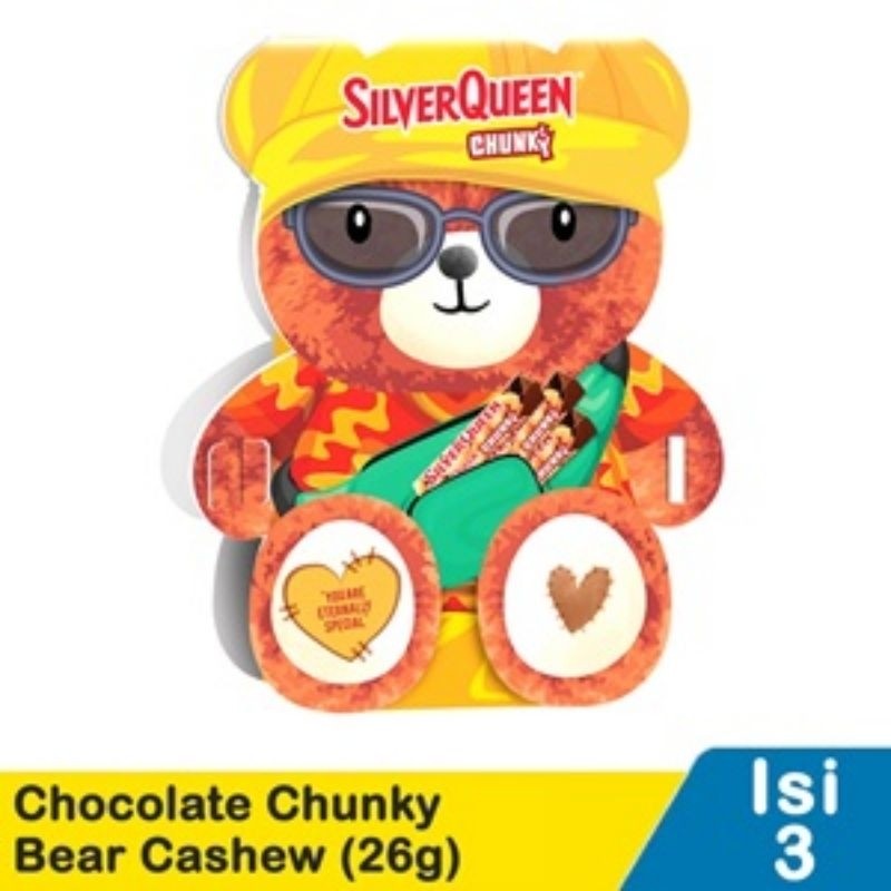 

Silver Queen Mini Chunky Cashew Special Edition Valentine Beruang Teddy Bear Isi 3 @30gr