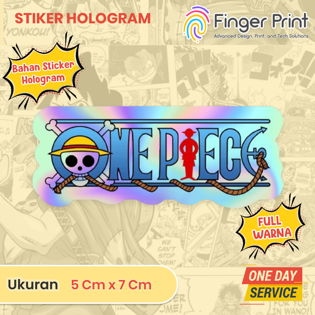 

Sticker Anime Hologram Logo Stiker One Piece Sticker case Hp & laptop | Finger Print