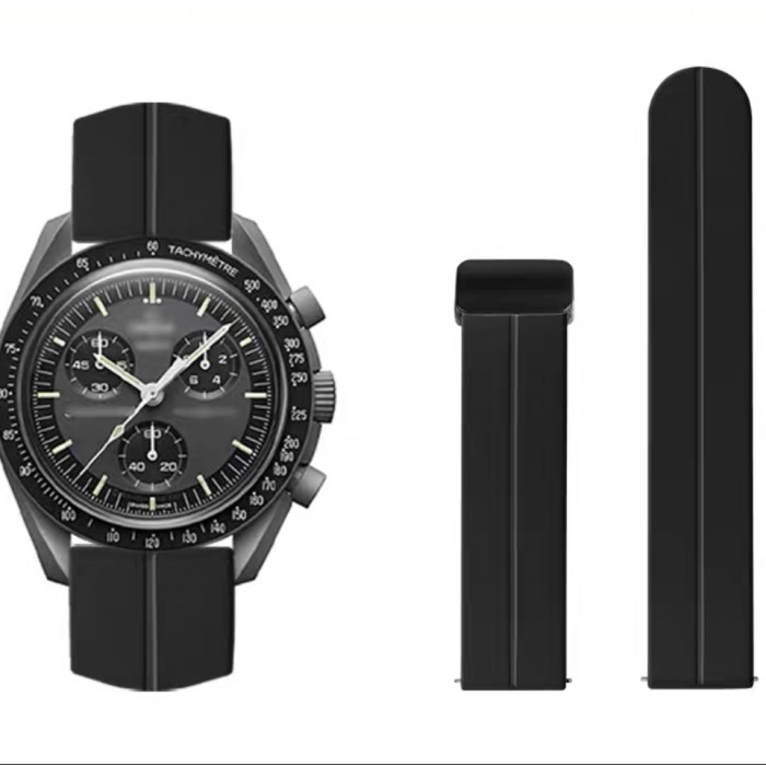 Tali Jam Tangan Moonswatch Strap Magnetic Buckle Swatch x Omega 20mm - Hitam