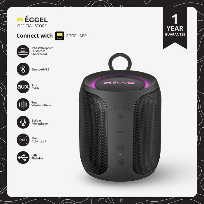 PRODUK TERBATAS Eggel Terra 3 Mini 360 Waterproof Portable Bluetooth Speaker - Terra 3 Mini S