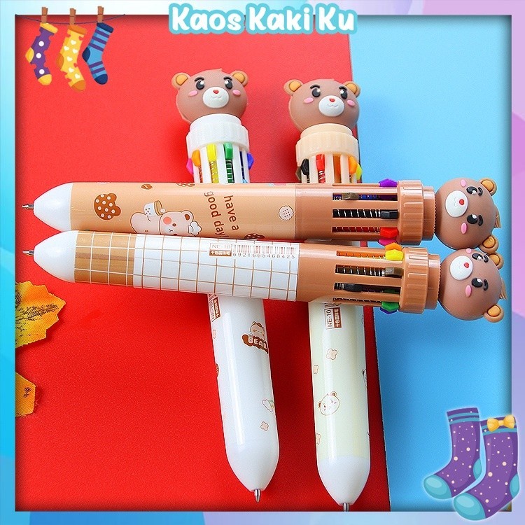 

Pulpen 10 Warna Pena Motih Beruang Pulpen Karakter Teddy Bear 3 996