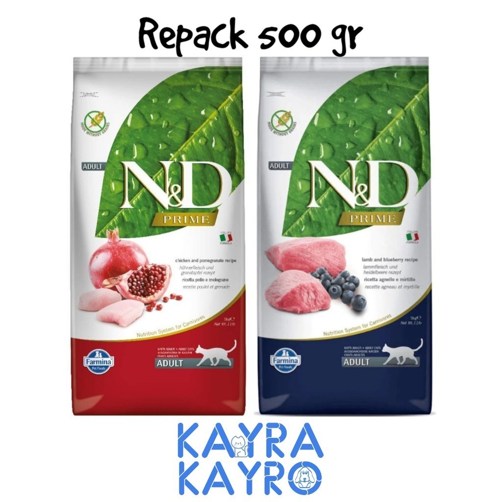 N&D Prime Adult Cat 500 gr Repack - Makanan Kucing Dewasa