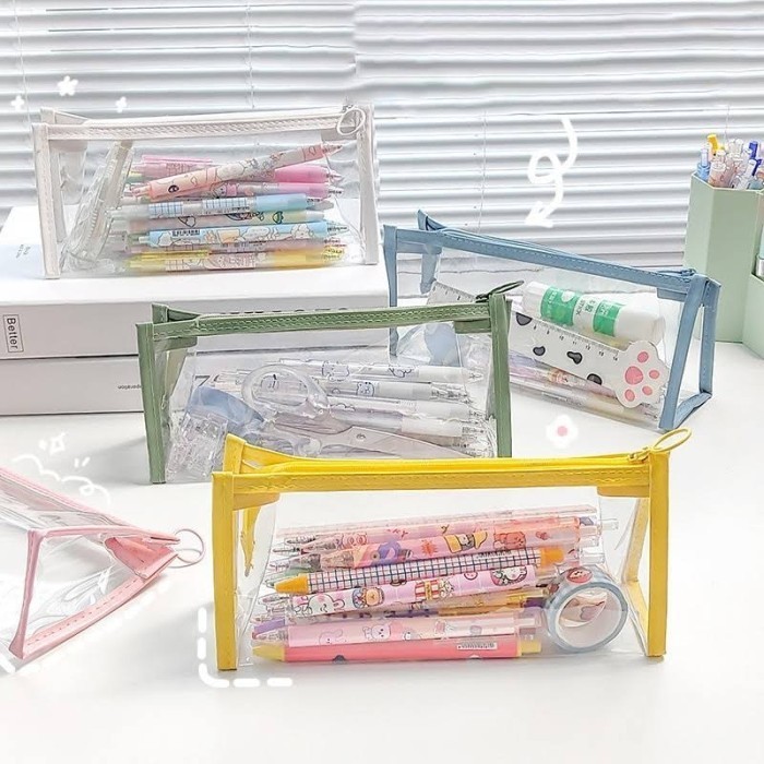 

TERLARIS! TRANSPARENT PENCIL POUCH DOMPET KOTAK TEMPAT PENSIL TRANSPARAN - Acak