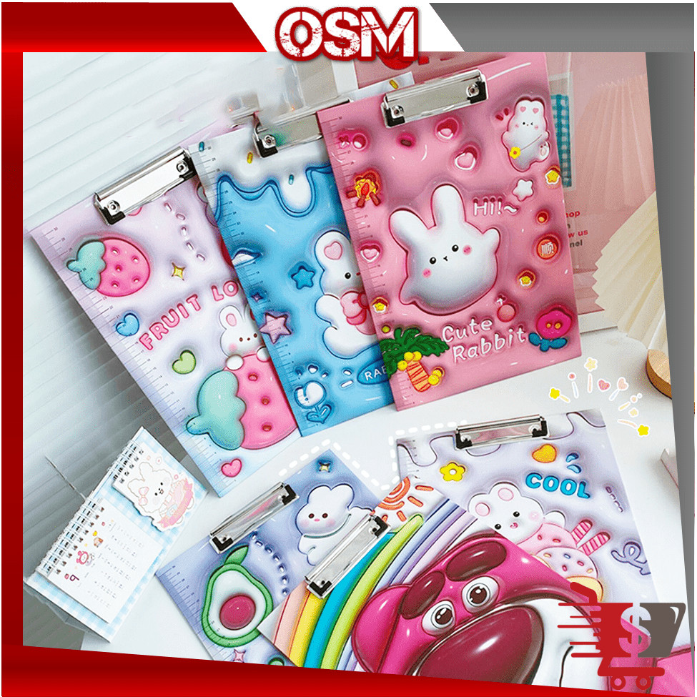 

OSM - 6302 Papan Ujian Motif Karakter / Clipboard Karakter Lucu 3D