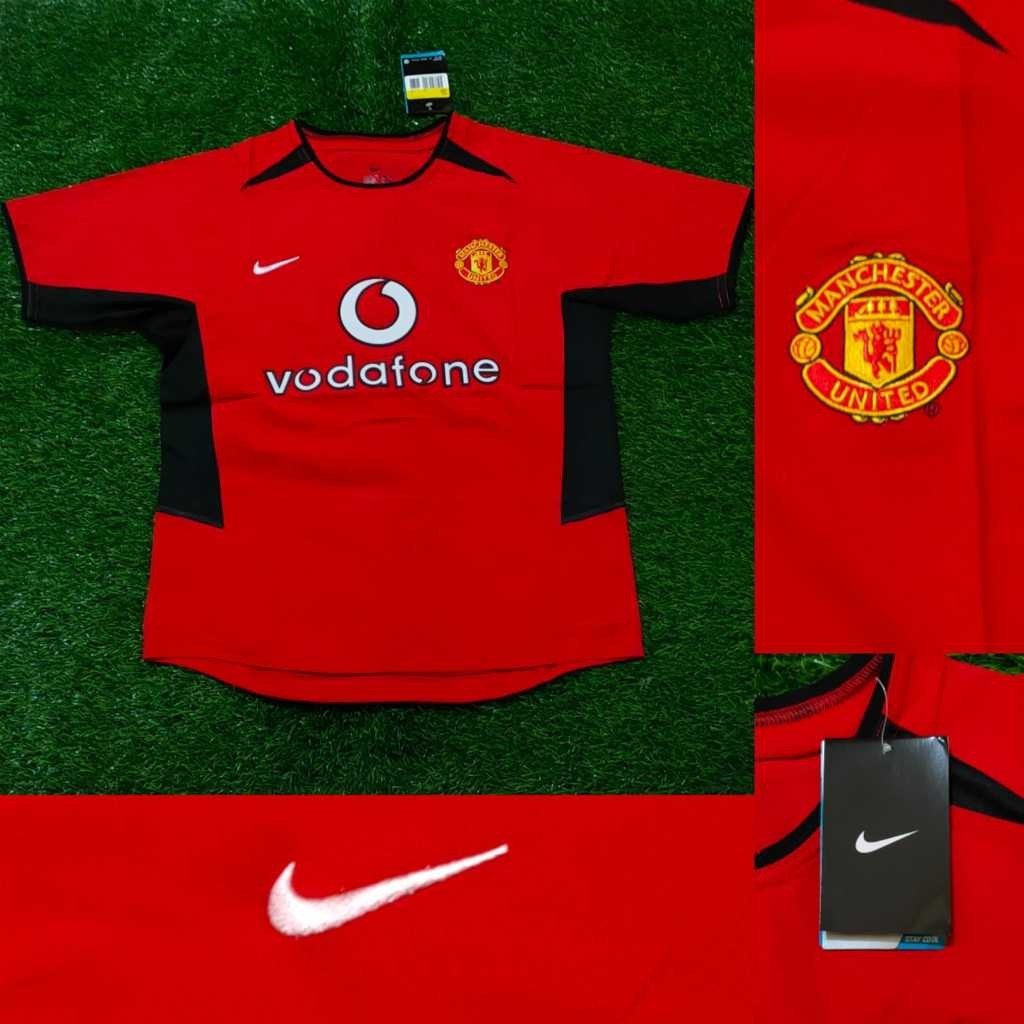 RETRO JERSEY BOLA RETRO MANCHESTER UNITED MU HOME VODAFONE 2002/2003 VINTAGE CLASSIC JERSEY PREMIUM 