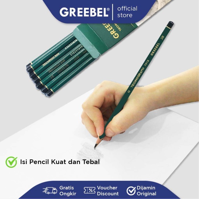 

promo ✨ -GREEBEL PENCIL 2B 7018 (12 PCS)/Pensil Kayu Graphite utk Ujian&Gambar