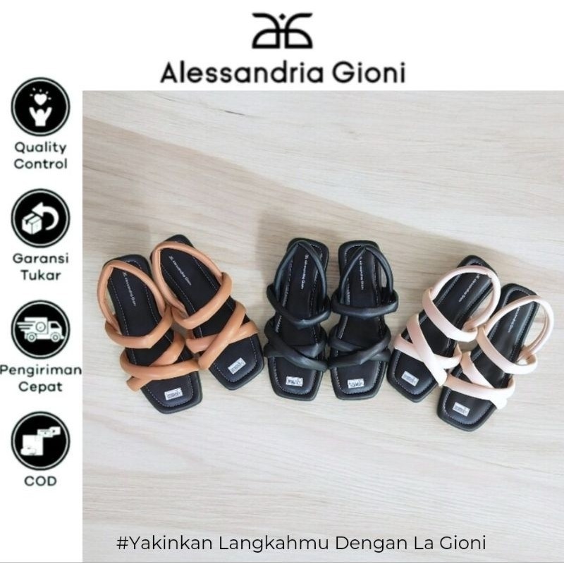 ISTANA - Sepatu Sandal Wanita Flat LUSI Model Silang dua Tali Strap Belakang Teplek