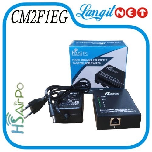 HSAIRPO CM2F1EG POE GIGABIT MEDIA CONVERTER 2 FIBER 1 ETHERNET 3KM SC