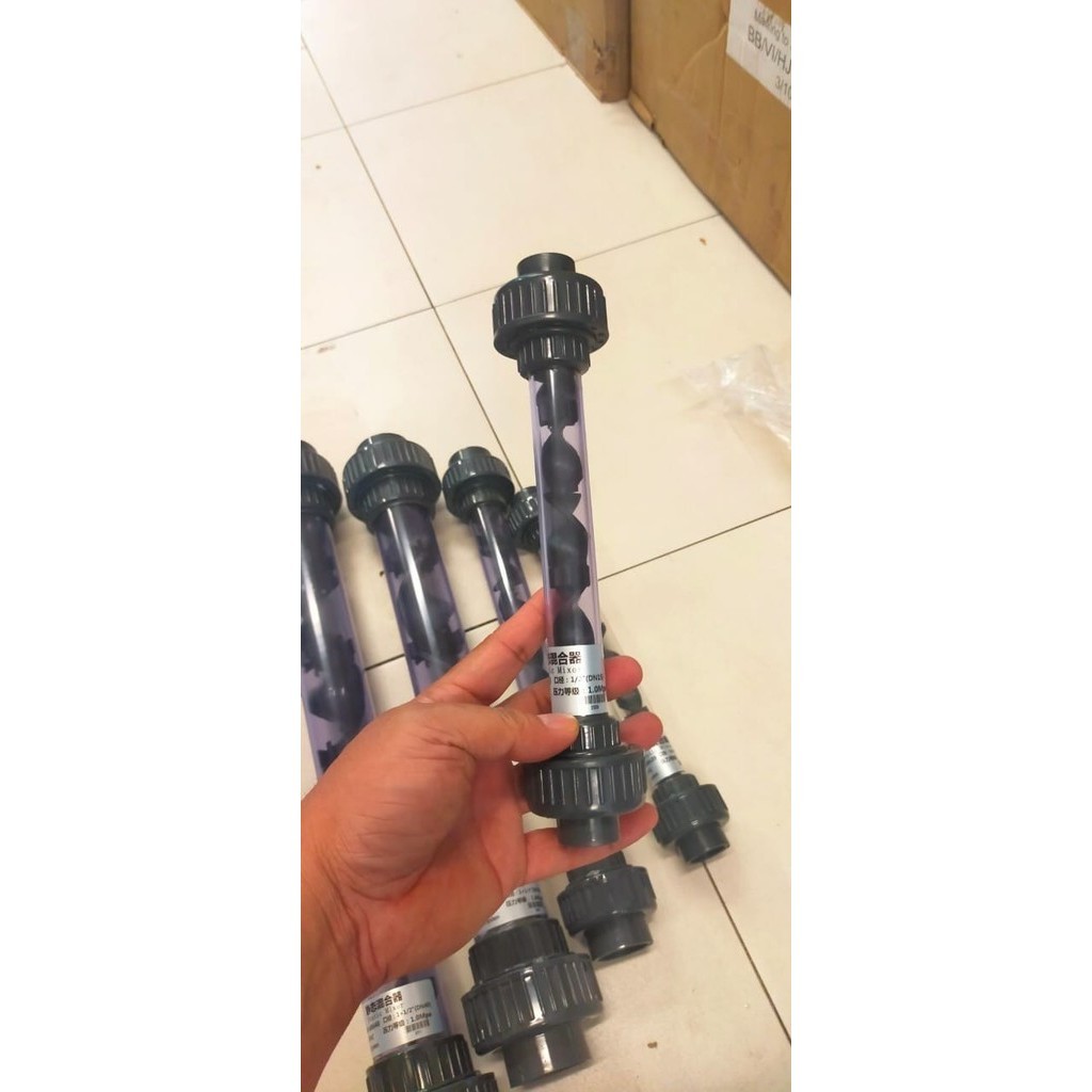 Static Mixer Bening UPVC JIS 10K Ozone Tabung Statis Mixer Generator - 1/2" DN15 22MM