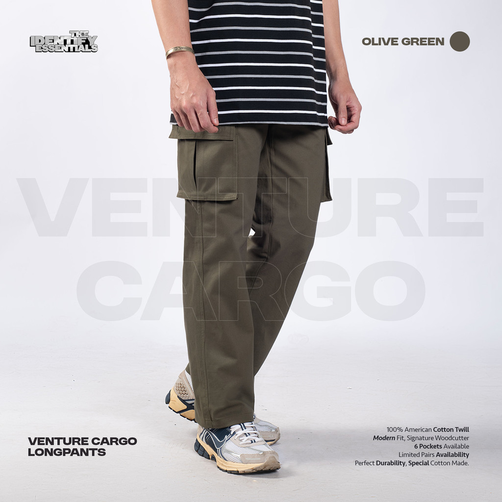 Celana Cargo WOODCUTTER Panjang - Venture Cargo Long Pants - Olive Green / Hijau