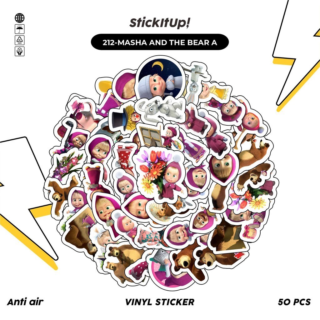 

COD✨ 50 Pcs Stiker Pack Graffiti Motif Kartun Marsha & Bear Lucu Lucu Aesthetic Vynil Waterproof untuk Freebies Sticker Buku Journal Casing HP Laptop