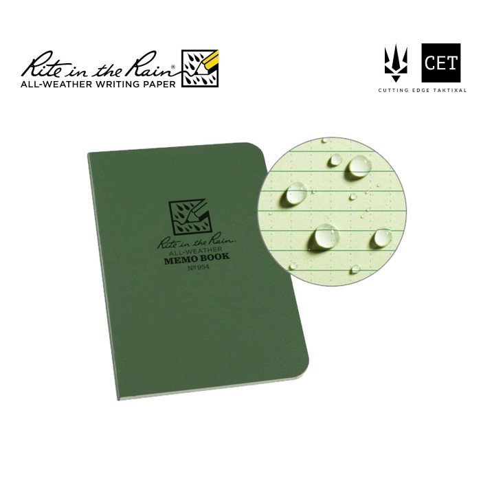 

Rite in the Rain - 954 Field-Flex Bound 3.5x5 inch Memo Book Notebook - Buku Lapangan Tactical Anti Air Water Resist Proof Survey Survei Catatan Tahan 54 Series 3.5 x 5 - OD Green