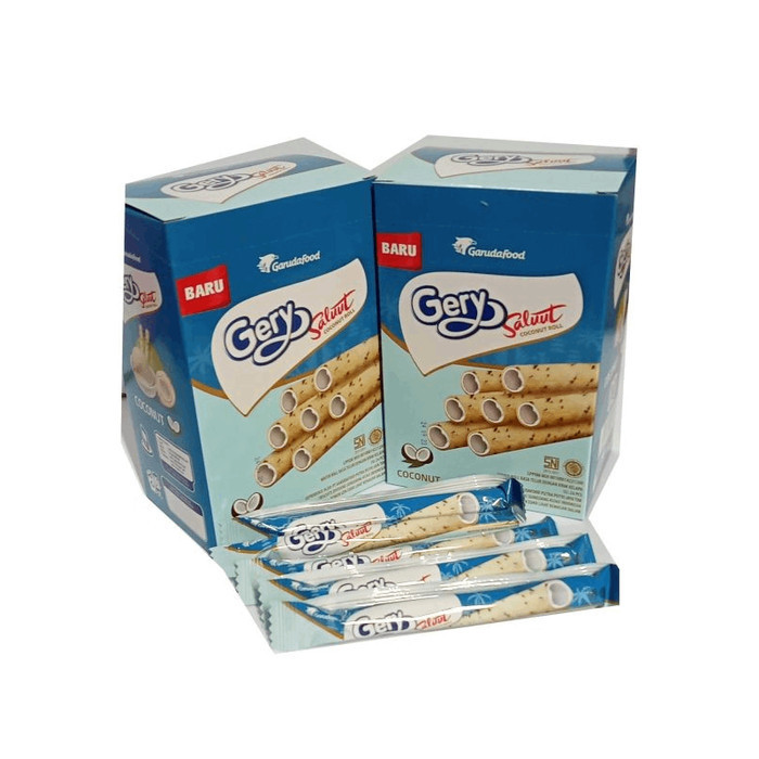 

Gery Saluut Coconut Wafer Roll 7g Isi 24pcs Cemilan Murah dan Enak