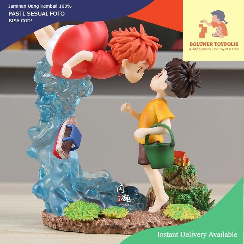 Statue Ponyo Sousuke Wind On The Cliff 15CM Gake no ue no Ponyo Ghibli Cartoon Collectible Anime PVC