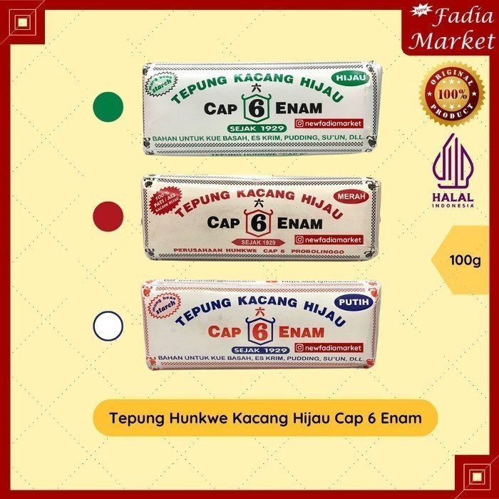 

Tepung Hunkwe Kacang Hijau Cap 6 Enam 100g