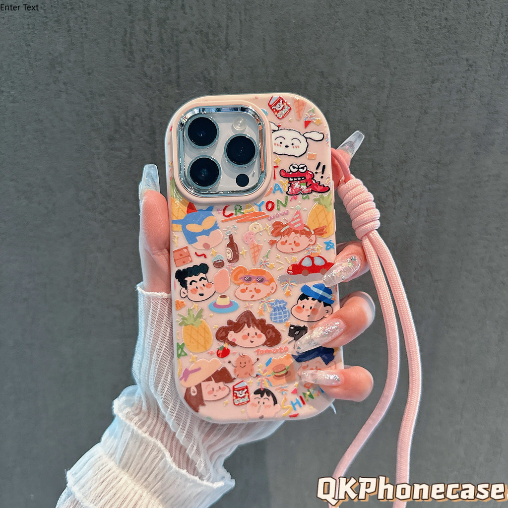 【Bagus Case+Gelang】QKPhonecase TPU Soft Case iPhone Shinchan Lucu Pink Casing iPhone 11 12 13 14 15 